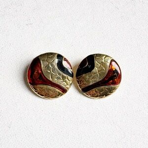 Vintage 80’s Gold Tone Large Statement Clip Ons Earrings
